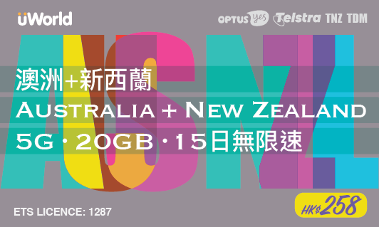 Australia + New Zealand 5G 20GB 15 Days Unlimited Speed Prepaid Sim Card